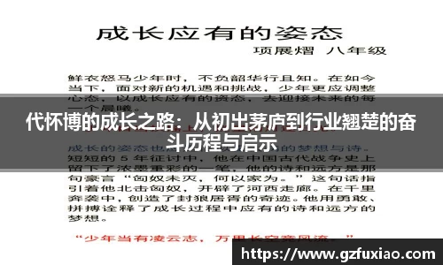 代怀博的成长之路：从初出茅庐到行业翘楚的奋斗历程与启示